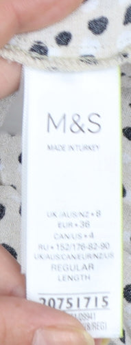 Marks and Spencer Women’s Beige Polka Dot Midi Fit & Flare Dress Size 8