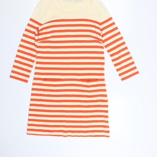 Whistles Women Multicoloured Size 8 Stripe Cotton Shift Dress