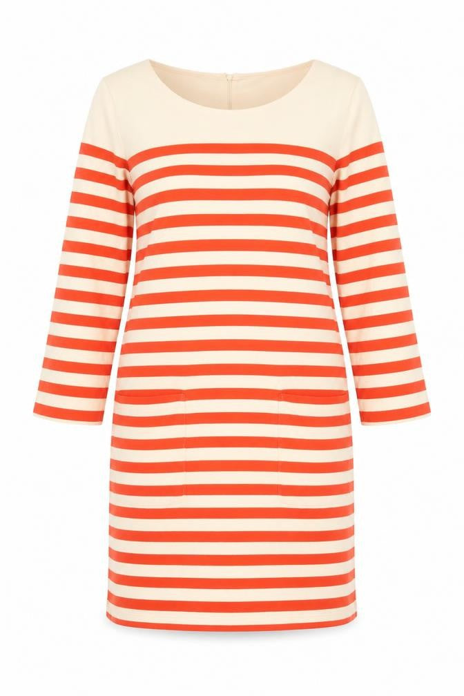 Front view of Whistles Women Multicoloured, size 8, Stripe Cotton Shift Dress