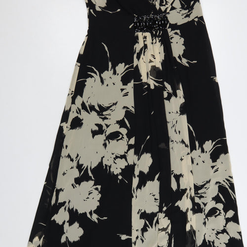 Jacques Vert Women’s Black Floral Midi A-Line Dress UK 12