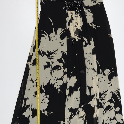 Jacques Vert Women’s Black Floral Midi A-Line Dress UK 12