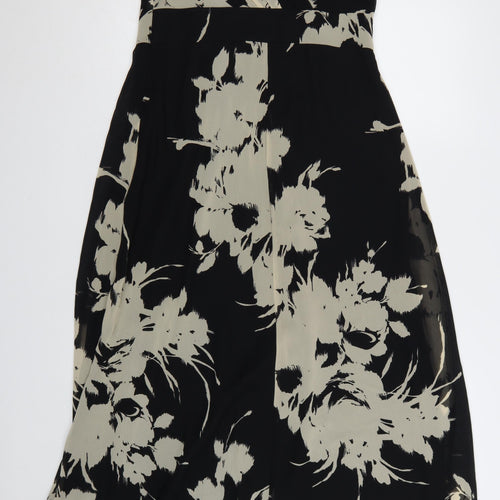 Jacques Vert Women’s Black Floral Midi A-Line Dress UK 12