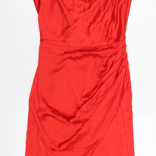 AX Paris Women Red Size 12 Slip Dress Ruched Party Cocktail Style