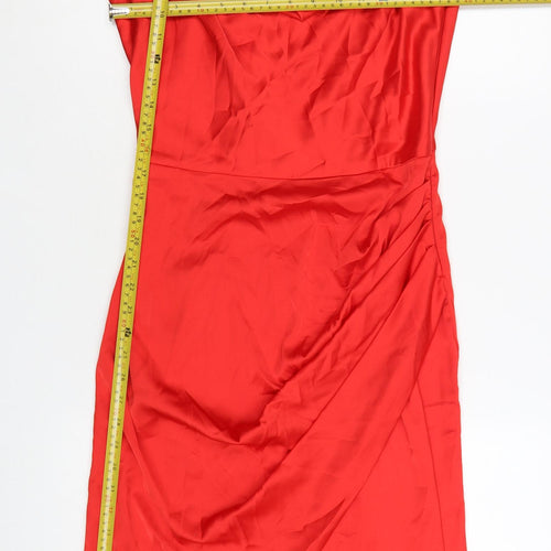 AX Paris Women Red Size 12 Slip Dress Ruched Party Cocktail Style