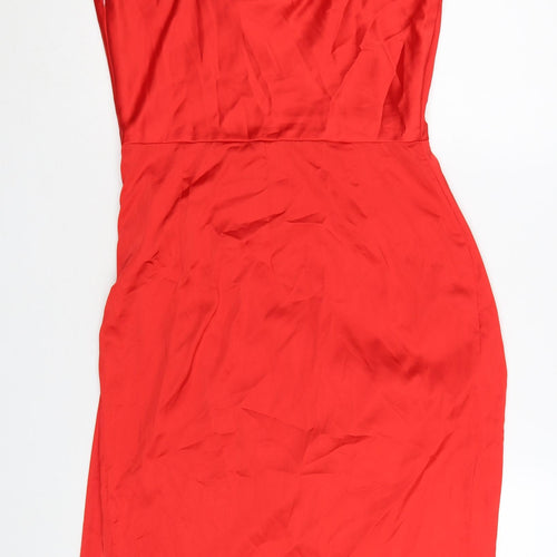AX Paris Women Red Size 12 Slip Dress Ruched Party Cocktail Style