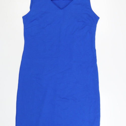 Kettlewell Women’s Blue V-Neck Sleeveless Bodycon Knee Dress L