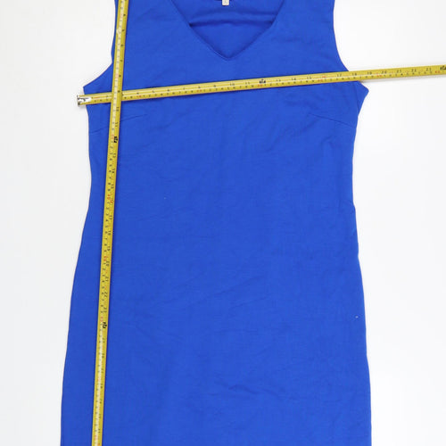 Kettlewell Women’s Blue V-Neck Sleeveless Bodycon Knee Dress L