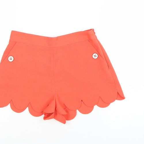 Lipsy Women’s Orange Scalloped Hem Chino Shorts Size 10
