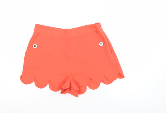 Lipsy Women’s Orange Scalloped Hem Chino Shorts Size 10