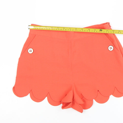 Lipsy Women’s Orange Scalloped Hem Chino Shorts Size 10