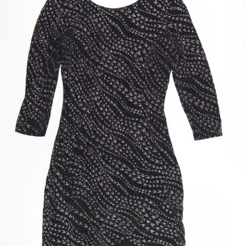 Quiz Women’s Black Glitter Bodycon Party Dress Size 12