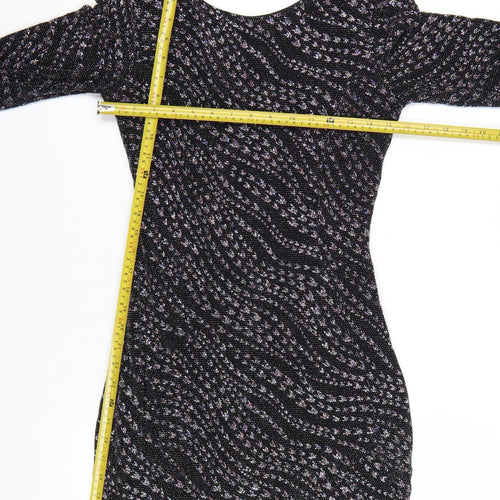 Quiz Women’s Black Glitter Bodycon Party Dress Size 12