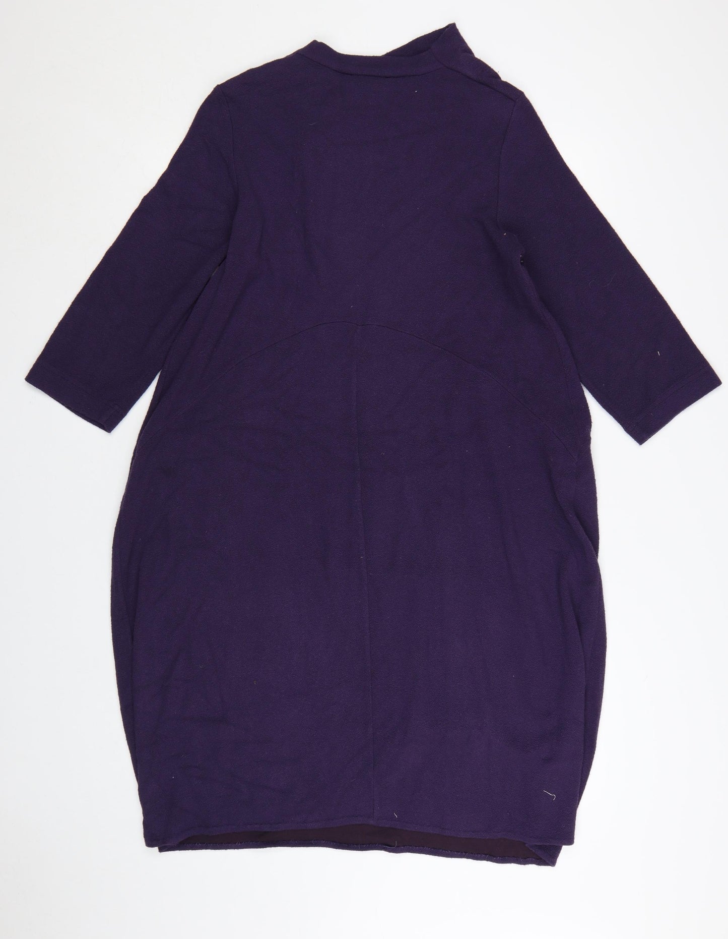 Sahara Women Purple Knee Length Shift Dress S 3/4 Sleeve Button