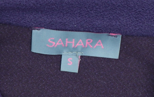 Sahara Women Purple Knee Length Shift Dress S 3/4 Sleeve Button