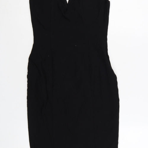 Rare London Women’s Black Bodycon Embroidered Dress UK 10
