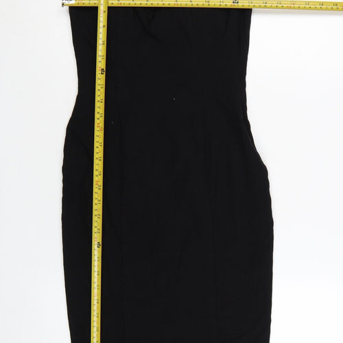 Rare London Women’s Black Bodycon Embroidered Dress UK 10