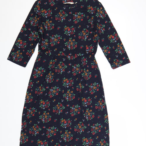 Seasalt Cornwall Womens Blue Floral Fit & Flare Cotton Dress Size 8 Petite