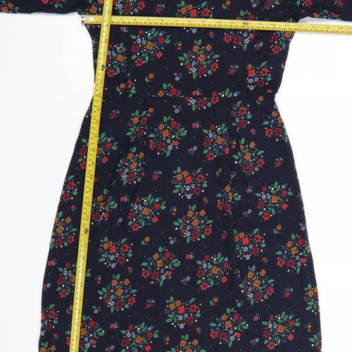 Seasalt Cornwall Womens Blue Floral Fit & Flare Cotton Dress Size 8 Petite