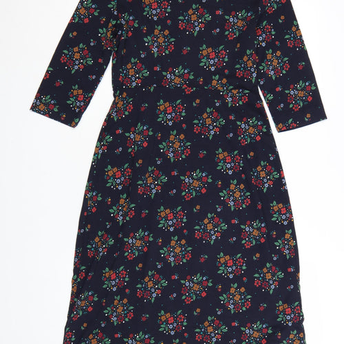 Seasalt Cornwall Womens Blue Floral Fit & Flare Cotton Dress Size 8 Petite