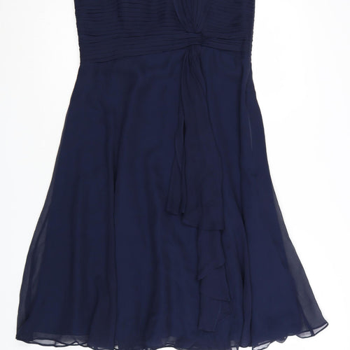 Coast Women Blue Size 14 Silk Strapless A-Line Cocktail Dress