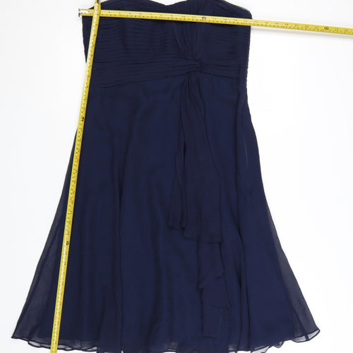 Coast Women Blue Size 14 Silk Strapless A-Line Cocktail Dress