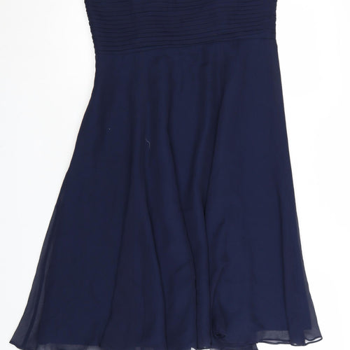 Coast Women Blue Size 14 Silk Strapless A-Line Cocktail Dress