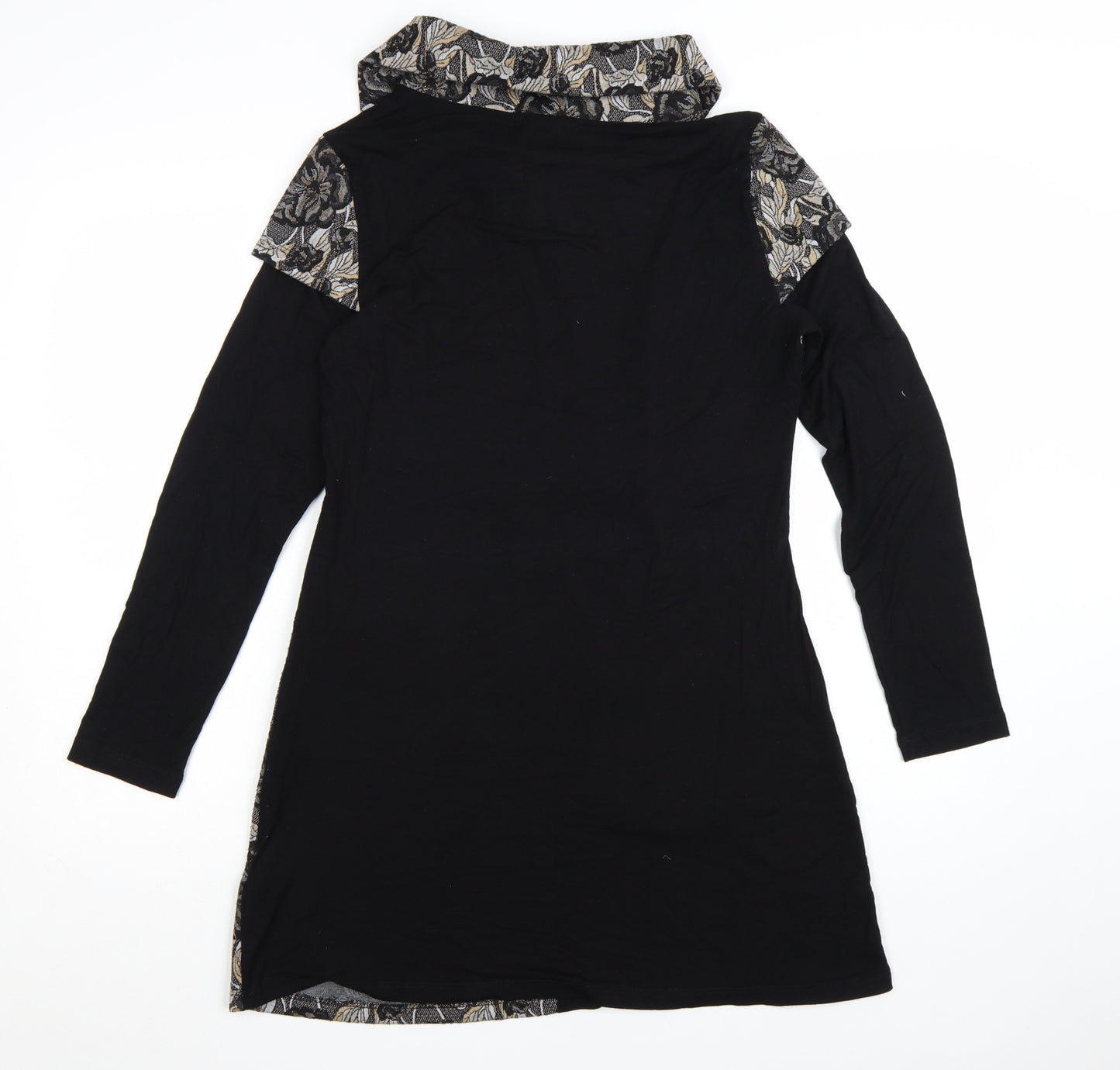 Joe Browns Women’s Black Floral A-Line Collared Long Sleeve Dress Size 12
