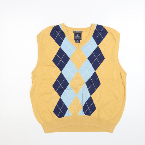 Pebble Beach Men's Yellow Argyle Cotton Golf Vest M