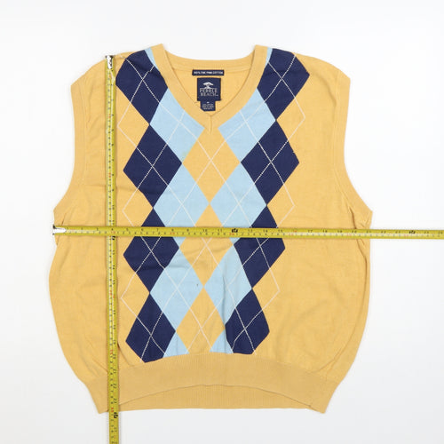 Pebble Beach Men's Yellow Argyle Cotton Golf Vest M