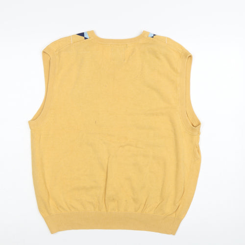 Pebble Beach Men's Yellow Argyle Cotton Golf Vest M