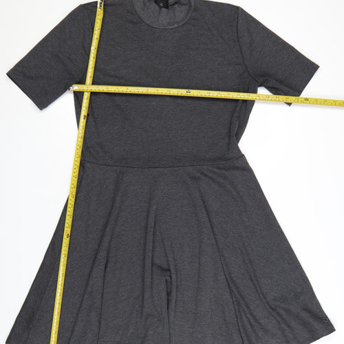 Nümph Women’s Grey Knee Length Skater Dress XL High Neck Stretch