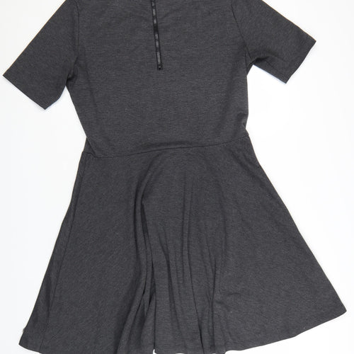 Nümph Women’s Grey Knee Length Skater Dress XL High Neck Stretch