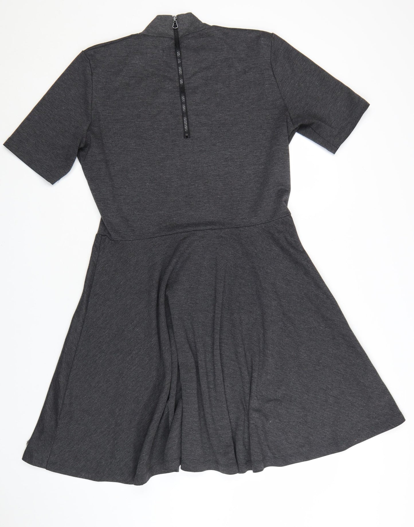 Nümph Women’s Grey Knee Length Skater Dress XL High Neck Stretch