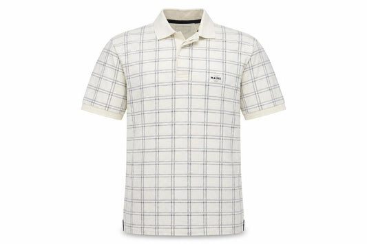 Maine New England Men’s Ivory Check Cotton Polo Shirt M