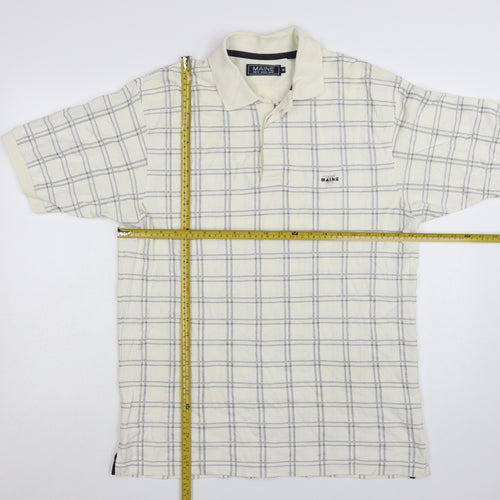 Maine New England Men’s Ivory Check Cotton Polo Shirt M