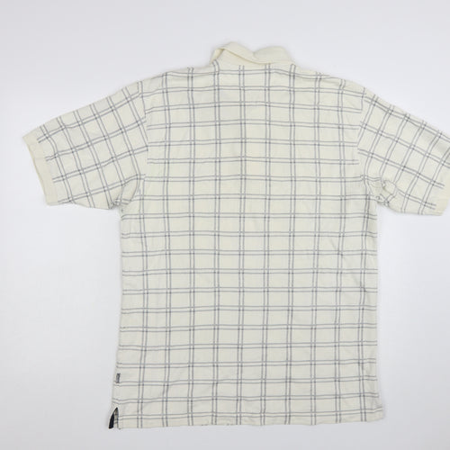 Maine New England Men’s Ivory Check Cotton Polo Shirt M