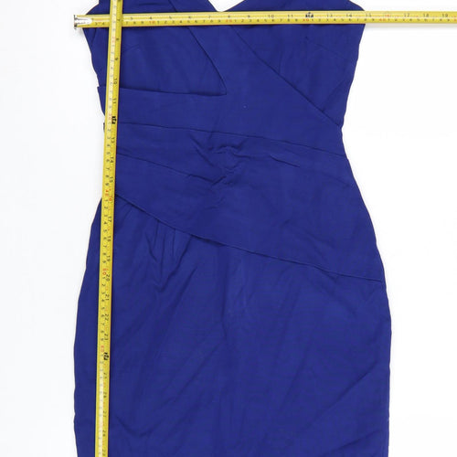 Reiss Women's Blue Bodycon Knee Length Sleeveless Dress UK 6
