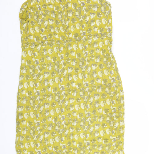 White Stuff Women’s Yellow Floral Sleeveless Shift Dress Size 12