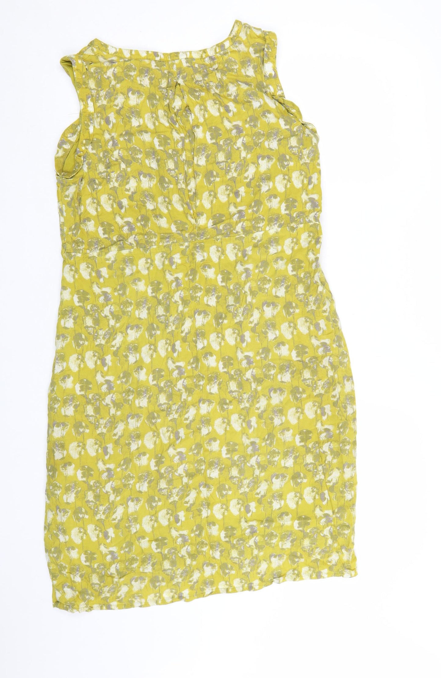 White Stuff Women’s Yellow Floral Sleeveless Shift Dress Size 12