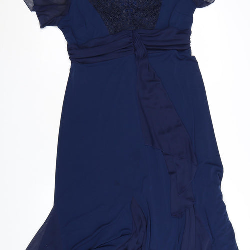 Joanna Hope Women's Blue Lace Midi Fit & Flare Dress Size 14