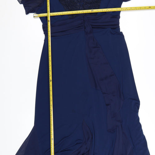 Joanna Hope Women's Blue Lace Midi Fit & Flare Dress Size 14