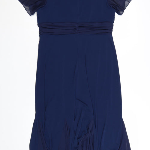 Joanna Hope Women's Blue Lace Midi Fit & Flare Dress Size 14