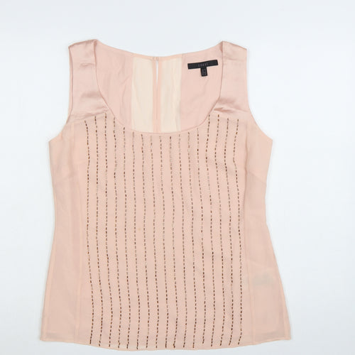 Coast Women's Pink Beaded Chiffon Camisole Top UK 12