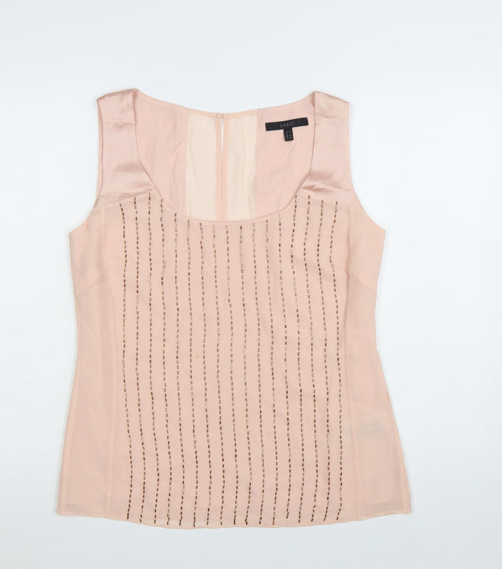 Coast Women's Pink Beaded Chiffon Camisole Top UK 12