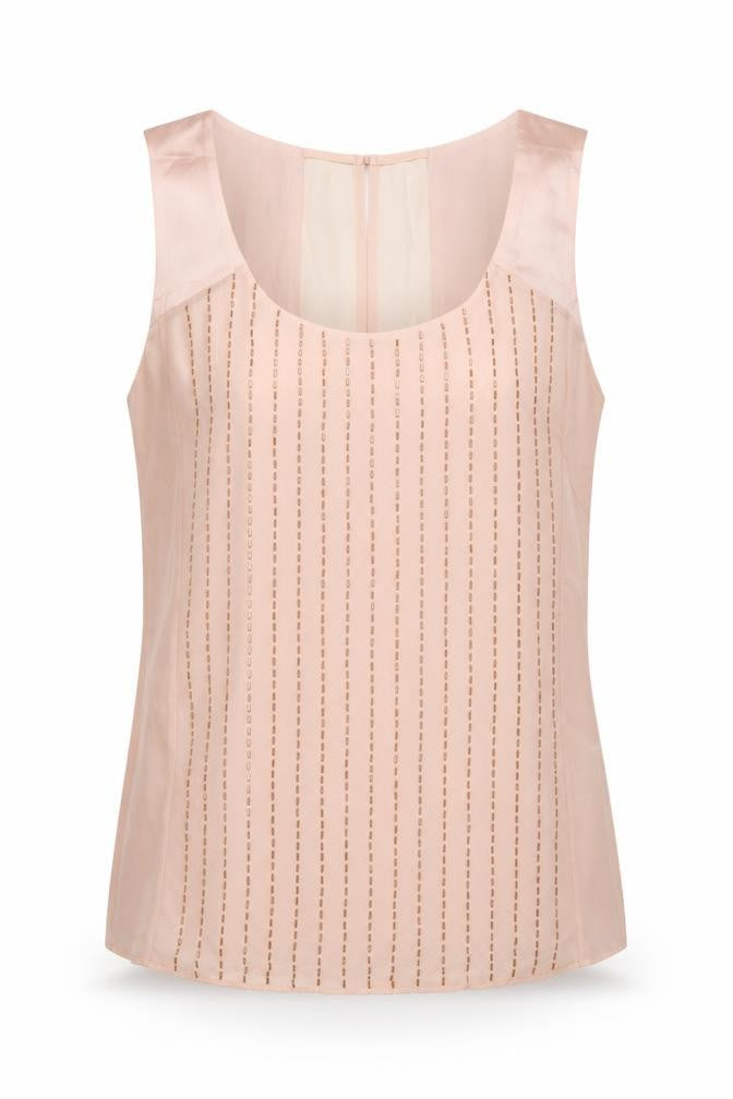 Front view of Coast Women's Pink Beaded Chiffon Camisole Top UK 12