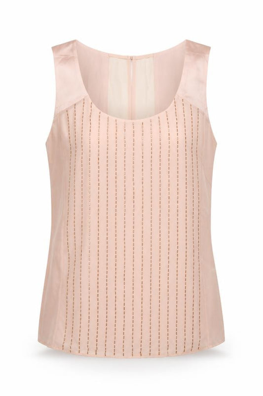 Front view of Coast Women's Pink Beaded Chiffon Camisole Top UK 12
