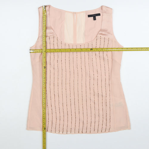 Coast Women's Pink Beaded Chiffon Camisole Top UK 12