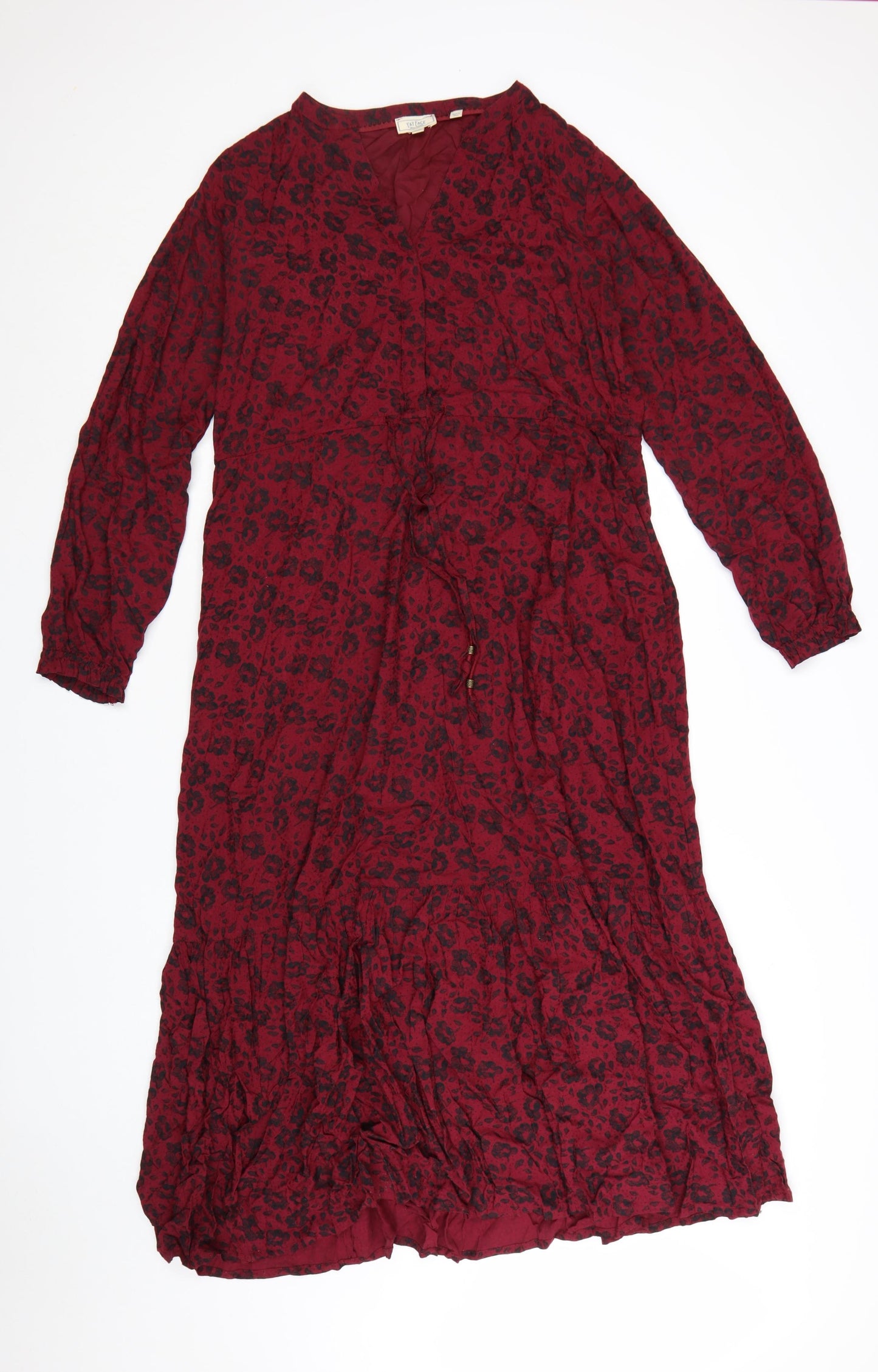 Fat Face Women’s Red Animal Print Bohemian Viscose Midi Dress Size 12