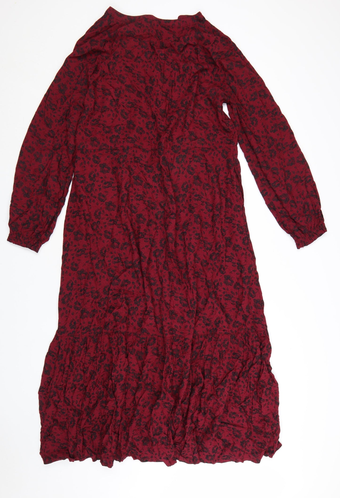 Fat Face Women’s Red Animal Print Bohemian Viscose Midi Dress Size 12