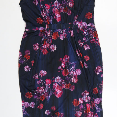 Phase Eight Women's Multicoloured Floral V-Neck Sheath Dress Size 16